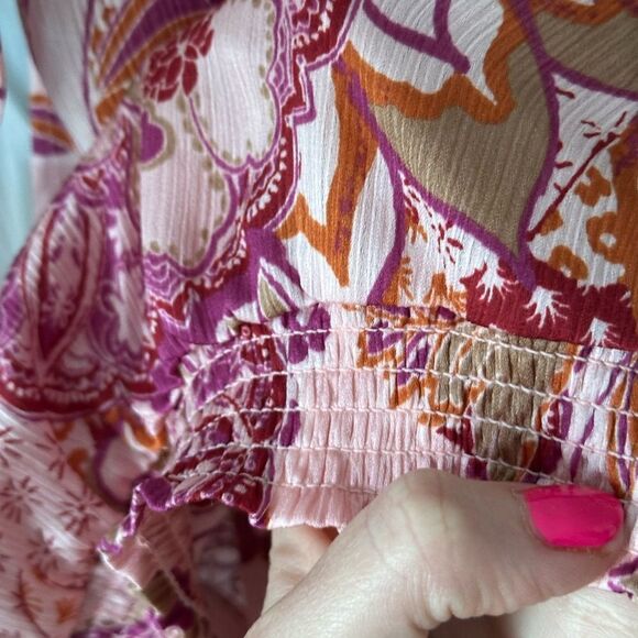 Free People Weekend In Montauk Pink Floral Print Cropped Tank Top - Picture 4 of 8